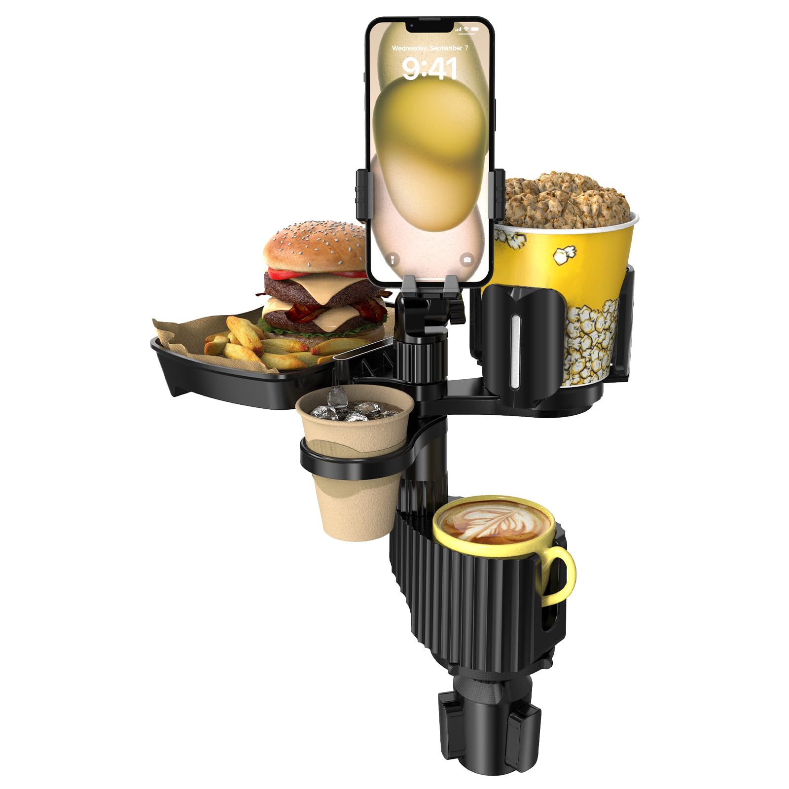 Bvdfgk Car Cup Holder Tray - 5 in 1 Adjustable Car Cup Holder Expander with Cell Phone Mount Food Tray Swivel
Bvdfgk Car Cup Holder Tray - 5 in 1 Adjustable Car Cup Holder Expander with Cell Phone Mount Food Tray Swivel