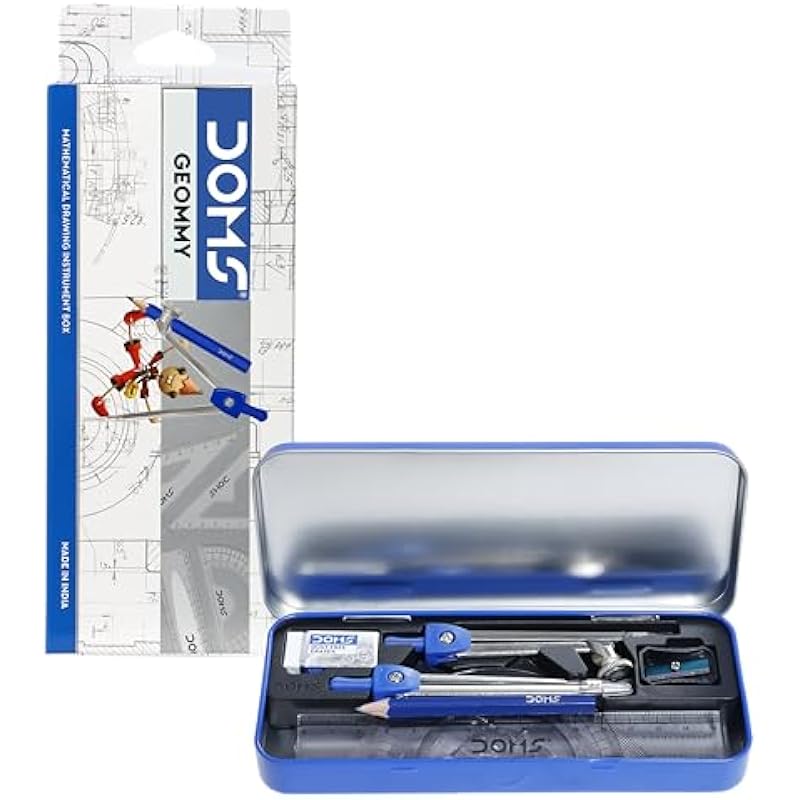 Doms Geommy Mathematical Drawing Instrument Geometry Box, Pack Of 1 (Dm8425)
Doms Geommy Mathematical Drawing Instrument Geometry Box, Pack Of 1 (Dm8425)
