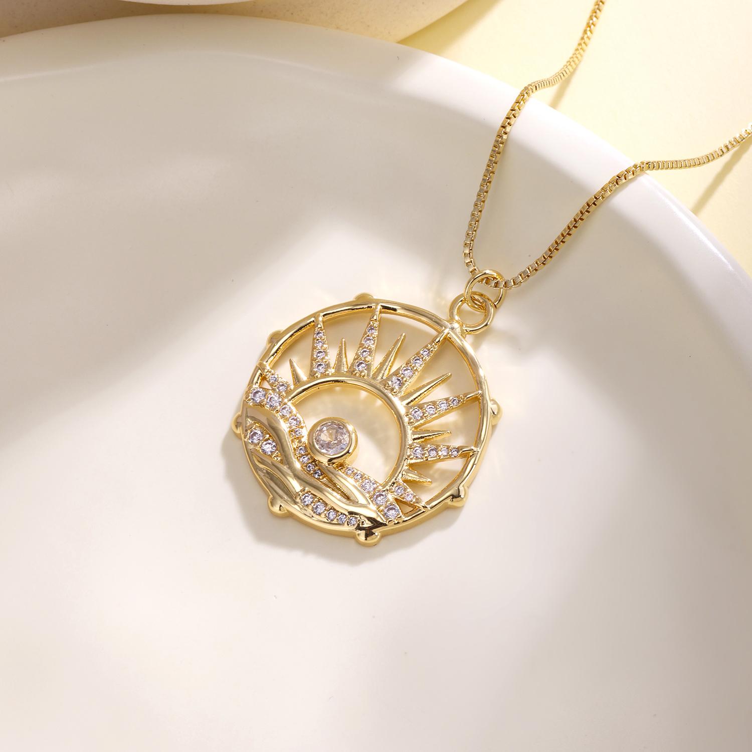 Nidin Trendy Sun Moon Star Pendant Necklace For Women Copper Cubic Zirconia Hollow Round Charm Chain Celestial Boho Jewelry Gift
Nidin Trendy Sun Moon Star Pendant Necklace For Women Copper Cubic Zirconia Hollow Round Charm Chain Celestial Boho Jewelry Gift