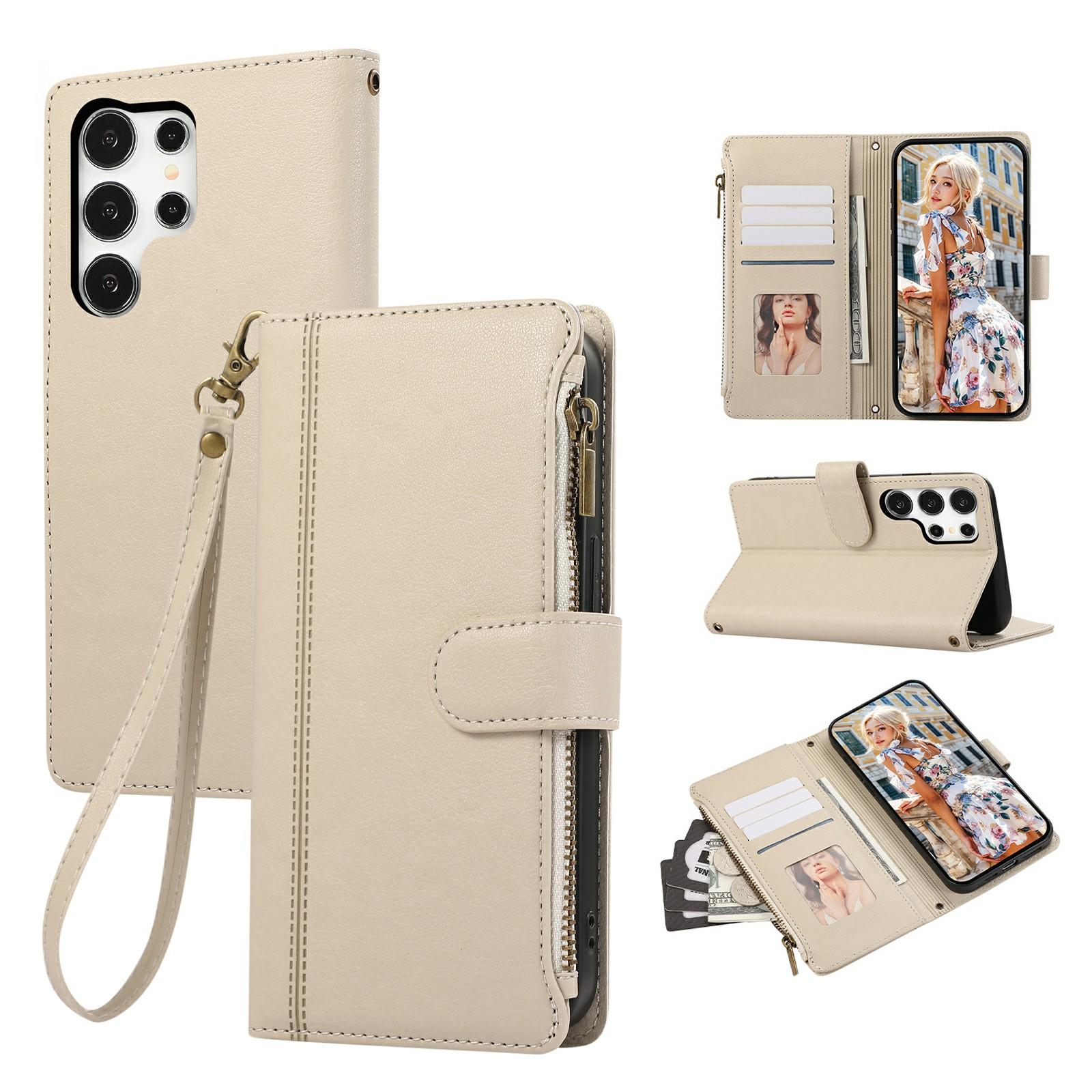 For Samsung Galaxy S25 Ultra Case Multi Card Slots Zipper Leather Phone Cover with Wrist Strap Beige
For Samsung Galaxy S25 Ultra Case Multi Card Slots Zipper Leather Phone Cover with Wrist Strap Beige