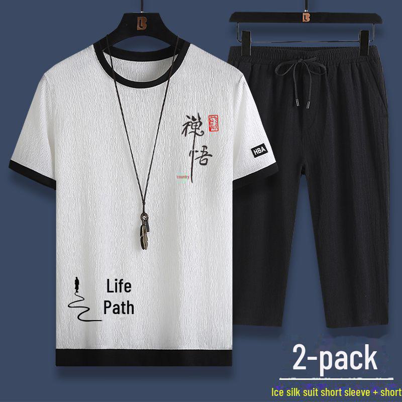 Summer Men s Casual Sports Suit Men s Ice Silk Short-Sleeve T-Shirt & Shorts Two-Piece Set XXXXXL
Summer Men s Casual Sports Suit Men s Ice Silk Short-Sleeve T-Shirt & Shorts Two-Piece Set XXXXXL