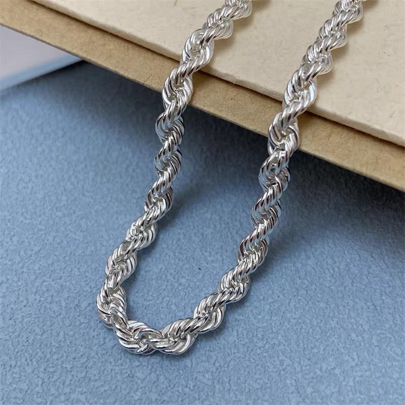 Sterling Silver Men s Thick Twisted Hemp Rope Chain Necklace - Trendy Domineering Style, Pure Silver, Versatile Gift. Pure Silver
Sterling Silver Men s Thick Twisted Hemp Rope Chain Necklace - Trendy Domineering Style, Pure Silver, Versatile Gift. Pure Silver