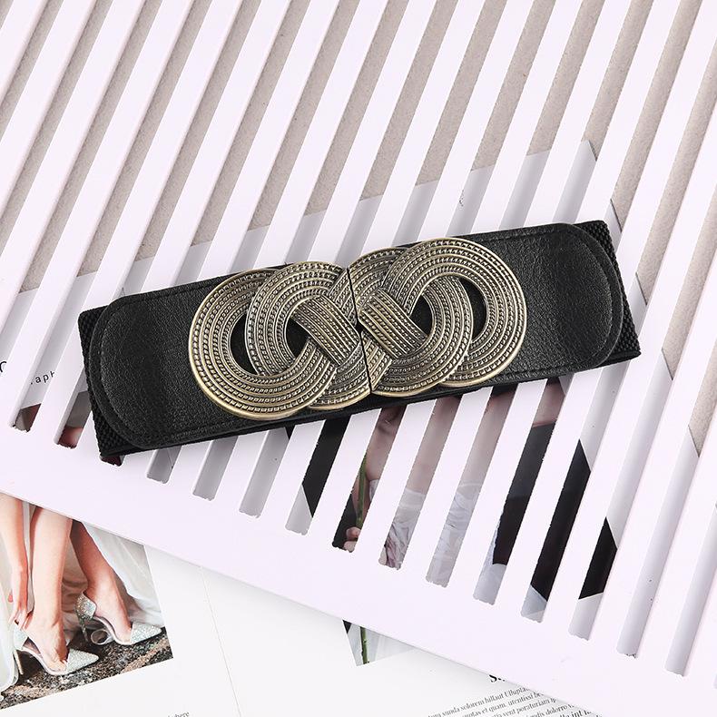 Стильный широкий женский ретро эластичный пояс с уникальными элементами дизайна Black A
Стильный широкий женский ретро эластичный пояс с уникальными элементами дизайна Black A