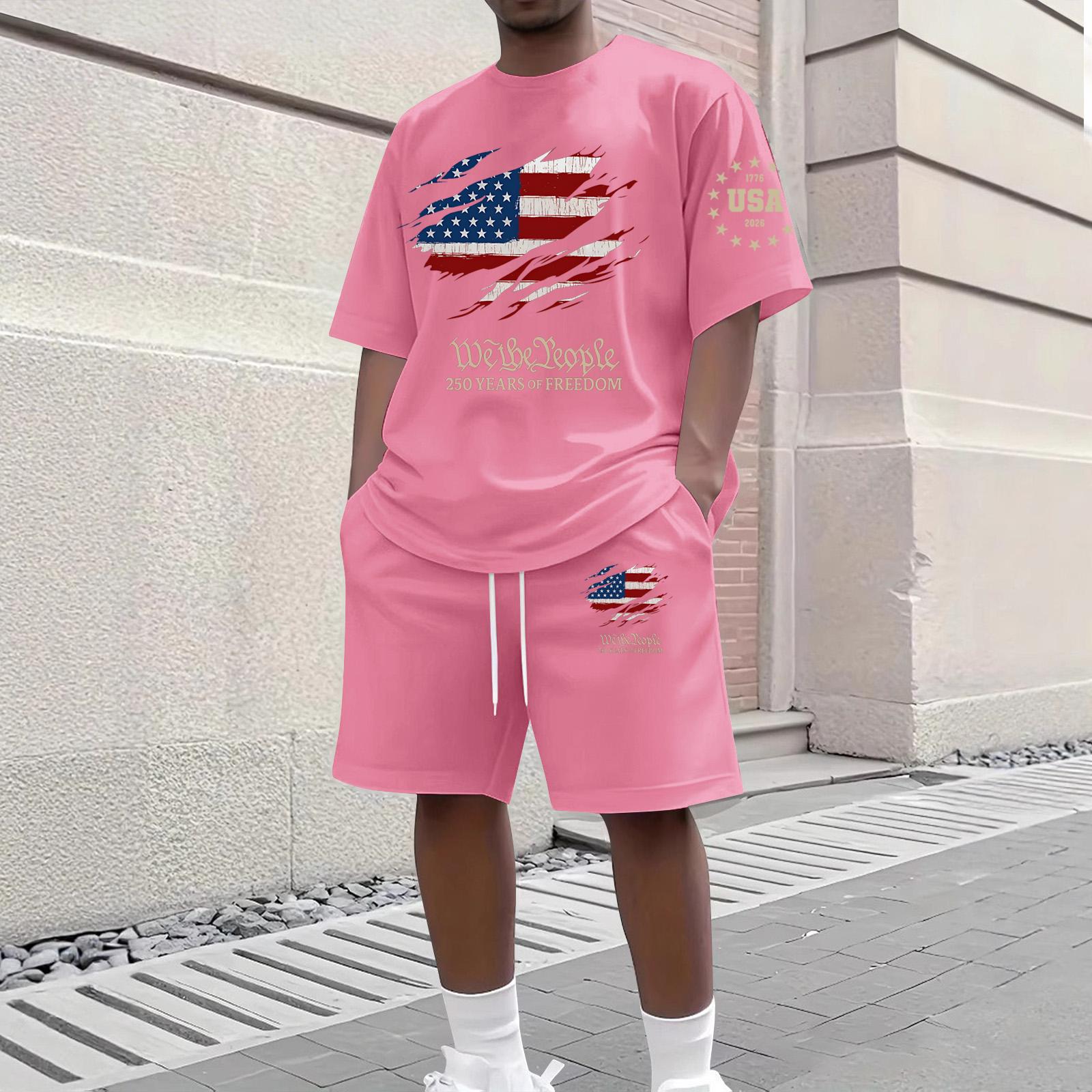 Men s Casual Short Sleeve T-Shirt and Shorts Set with Flag Print Crew Neck Top and Drawstring Waist Shorts Suitable for Everyday Wear L розовый
Men s Casual Short Sleeve T-Shirt and Shorts Set with Flag Print Crew Neck Top and Drawstring Waist Shorts Suitable for Everyday Wear L розовый