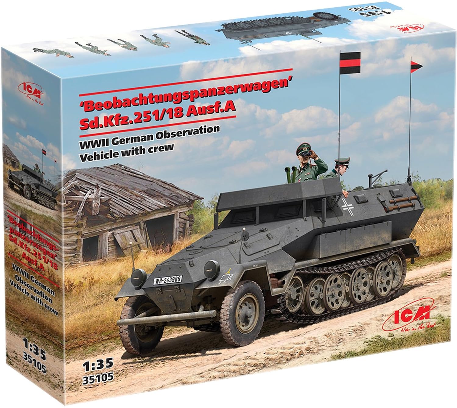 ICM Немецкая бронированная машина наблюдения, пластиковая модель 35105 1/35 Sd.Kfz.251/18 Ausf.A с экипажем
ICM Немецкая бронированная машина наблюдения, пластиковая модель 35105 1/35 Sd.Kfz.251/18 Ausf.A с экипажем