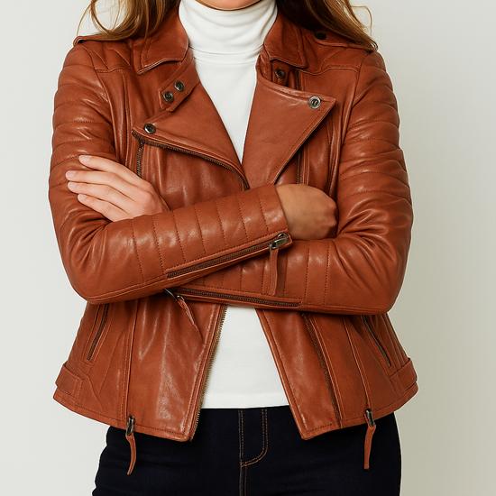 NOORA Women s Brick Tan Colour Jacket Cross Quilted Leather Jacket With Pocket & Multi Zip Biker Jacket XS
NOORA Women s Brick Tan Colour Jacket Cross Quilted Leather Jacket With Pocket & Multi Zip Biker Jacket XS