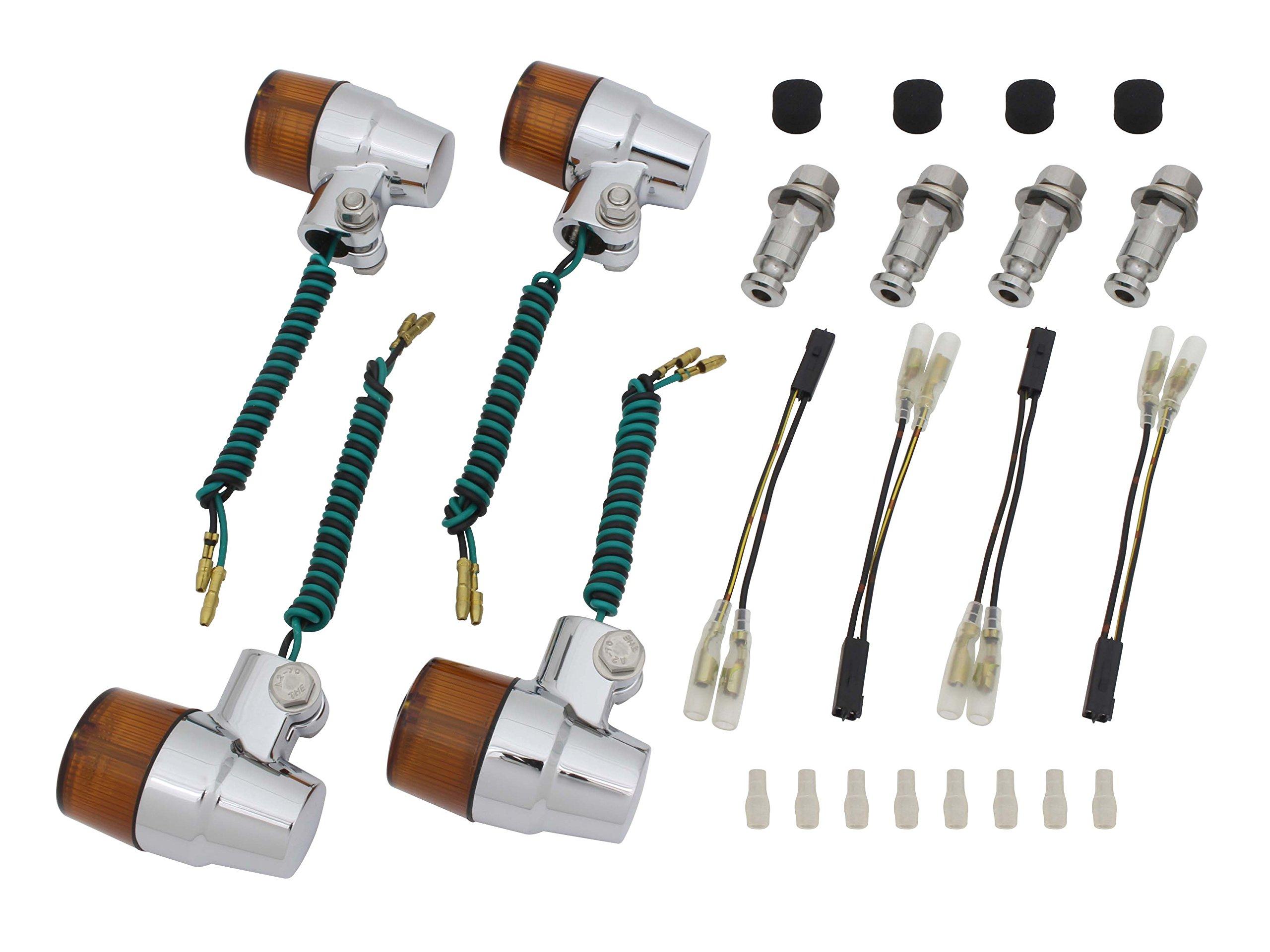 POSH FAITH Superbike Turn Set for Kawasaki Chrome Body with Orange Mini-Type Signals, Model-Specific 250TR, Lenses, 074032-33
POSH FAITH Superbike Turn Set for Kawasaki Chrome Body with Orange Mini-Type Signals, Model-Specific 250TR, Lenses, 074032-33