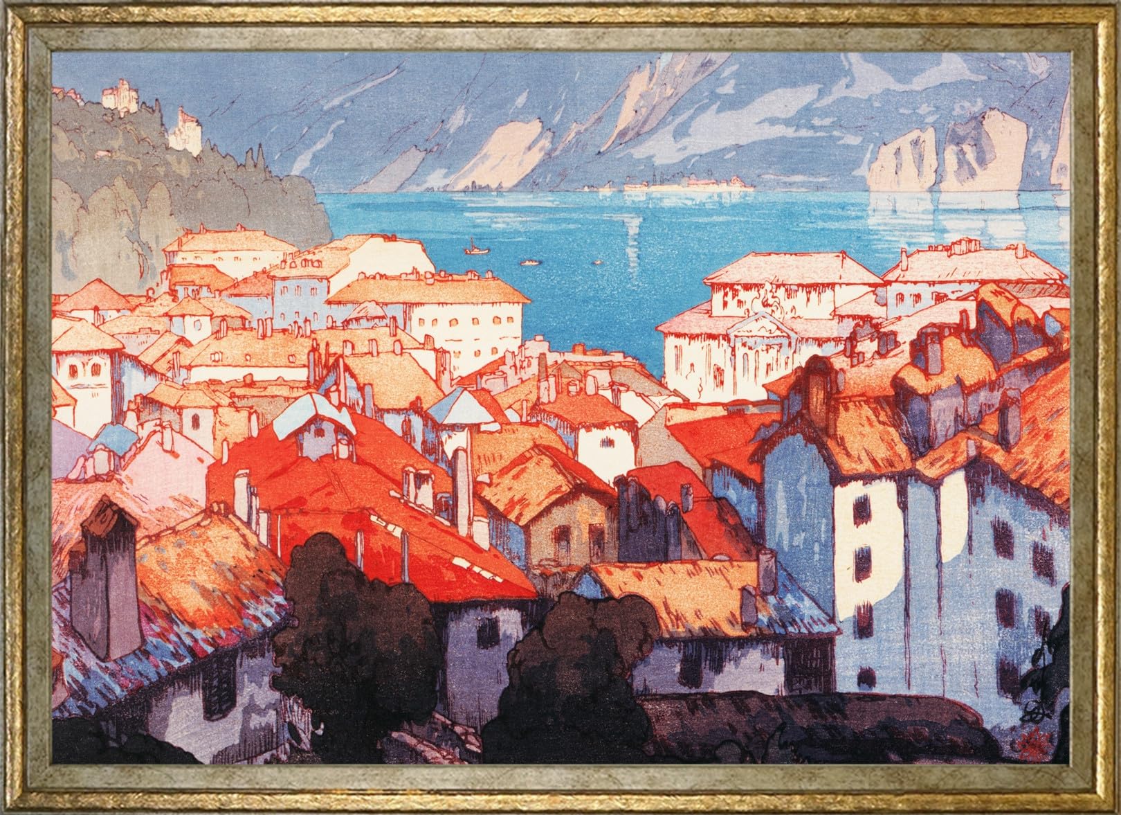 Poster by Hiroshi Yoshida (Lugano Town), A3 size, interior wallpaper, painting, art poster, gold frame (Lugano Town)
Poster by Hiroshi Yoshida (Lugano Town), A3 size, interior wallpaper, painting, art poster, gold frame (Lugano Town)