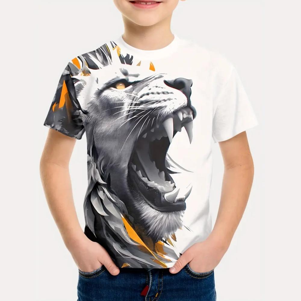 Summer Round Neck 3D Fierce Lion Graphic Printed Top Fashionable Casual Short Sleeved Children s Boy T-shirts 170
Summer Round Neck 3D Fierce Lion Graphic Printed Top Fashionable Casual Short Sleeved Children s Boy T-shirts 170