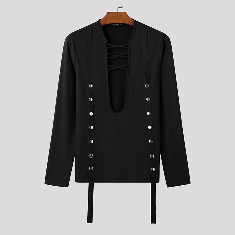 INCERUN Мужские футболки с глубоким U-образным вырезом, облегающие топы с длинным рукавом 3XL чёрный
INCERUN Мужские футболки с глубоким U-образным вырезом, облегающие топы с длинным рукавом 3XL чёрный