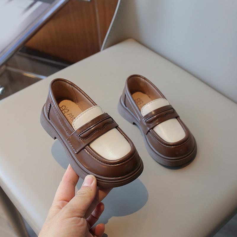 Детские мокасины в стиле пэчворк, элегантные, без застежек, унисекс, школьные туфли для мальчиков и девочек, кожаные весенние туфли из массивной искусственной кожи, шикарные детские туфли 23-35 35 коричневый