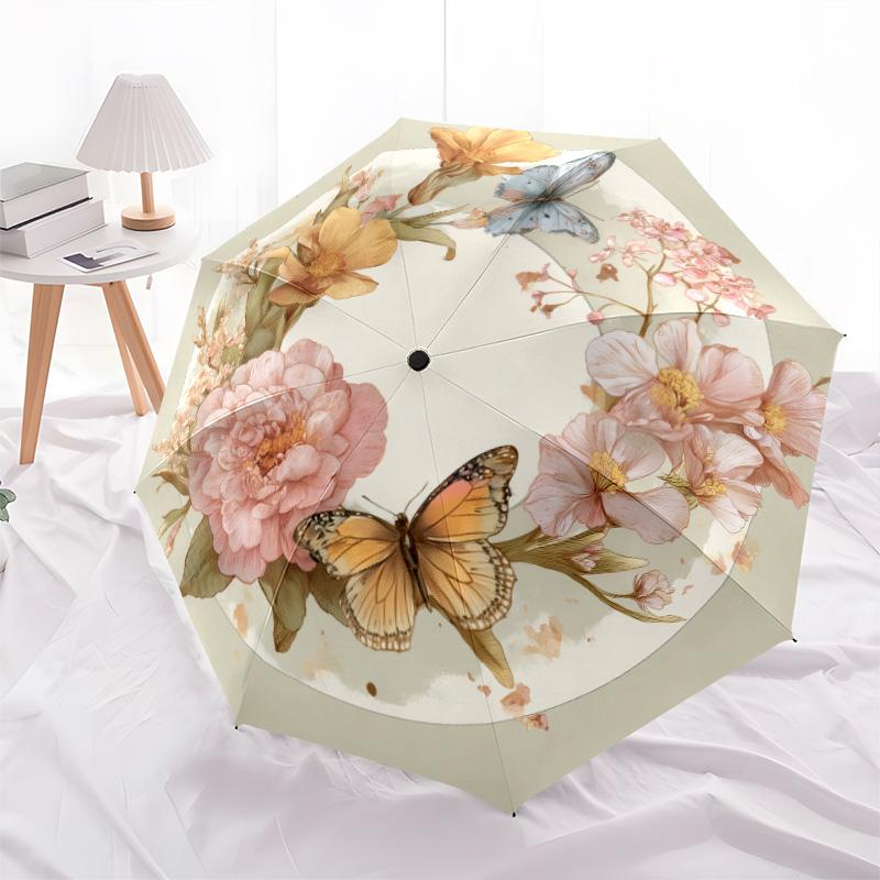 Flower Wreath pattern, automatic folding umbrella, portable and foldable design, 8 ribs, a Christmas or birthday gift.
Flower Wreath pattern, automatic folding umbrella, portable and foldable design, 8 ribs, a Christmas or birthday gift.
