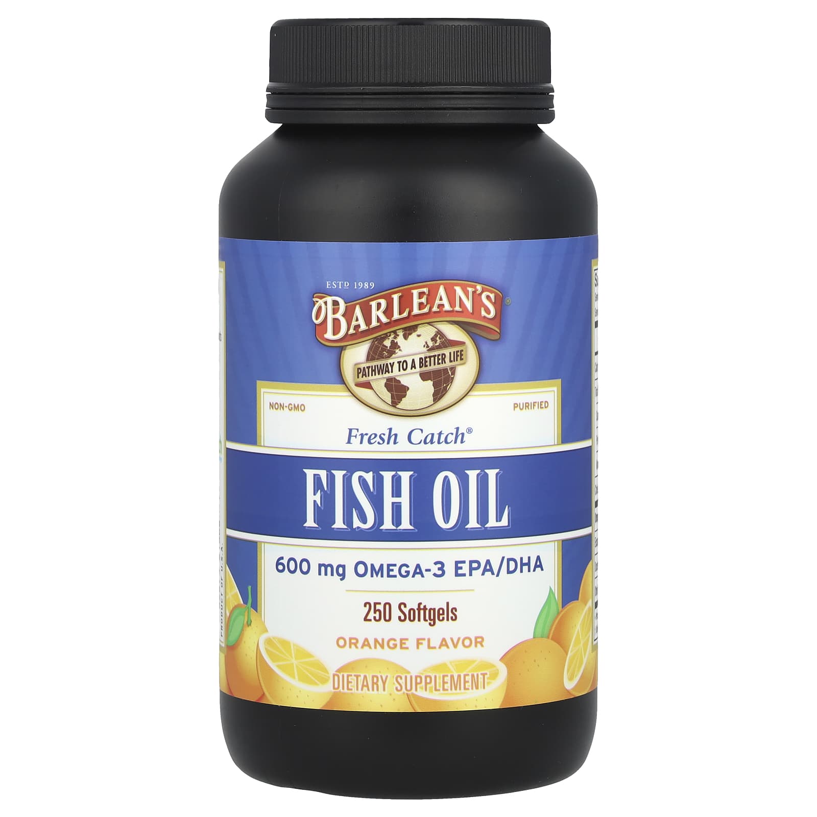 Barlean S, Fresh Catch®, Fish Oil, Omega-3 Epa/Dha, Orange, 250 Softgels (300Mg per Softgel)
Barlean S, Fresh Catch®, Fish Oil, Omega-3 Epa/Dha, Orange, 250 Softgels (300Mg per Softgel)
