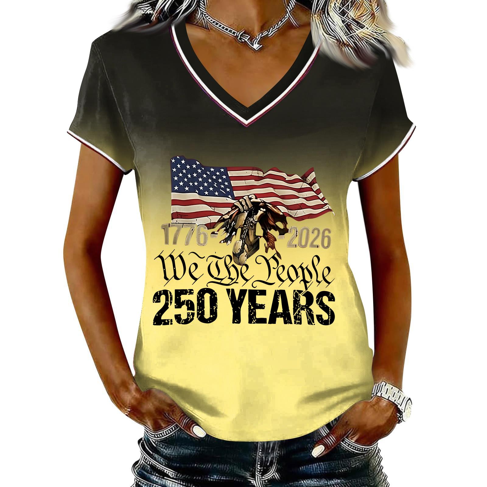 Women s Casual V Neck Short Sleeve Pullover T Shirt Gradient Print Independent Day Graphic Top Comfortable Fit L
Women s Casual V Neck Short Sleeve Pullover T Shirt Gradient Print Independent Day Graphic Top Comfortable Fit L