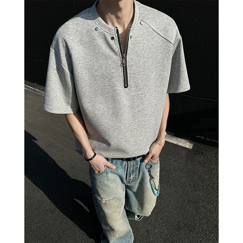 Summer Henry Collar Half Zipper Niche Design Shoulder Pad Short Sleeved T-shirt Men s Trendy Brand Loose Top M чорний
Summer Henry Collar Half Zipper Niche Design Shoulder Pad Short Sleeved T-shirt Men s Trendy Brand Loose Top M чорний