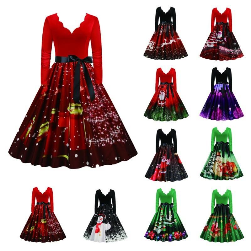Women Retro 50s 60s Hepburn Christmas Print V Neck Long Sleeves Midi Dress Bridal Host Wedding Bride Bridesmaids Party Gowns S
Women Retro 50s 60s Hepburn Christmas Print V Neck Long Sleeves Midi Dress Bridal Host Wedding Bride Bridesmaids Party Gowns S