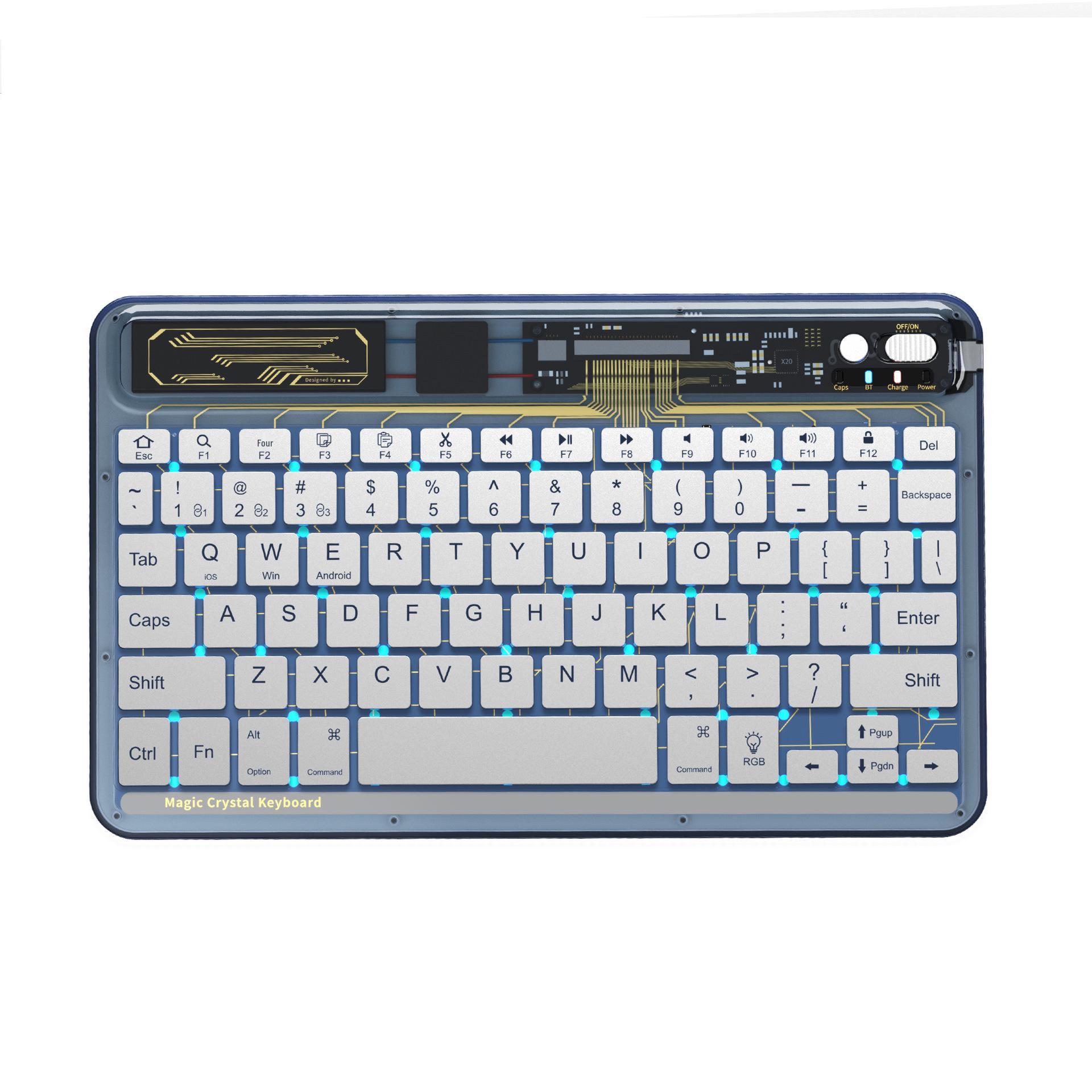 BENWIS Transparent Wireless Bluetooth Keyboard for iPad, Apple, and Android Devices прозорий/синій
BENWIS Transparent Wireless Bluetooth Keyboard for iPad, Apple, and Android Devices прозорий/синій