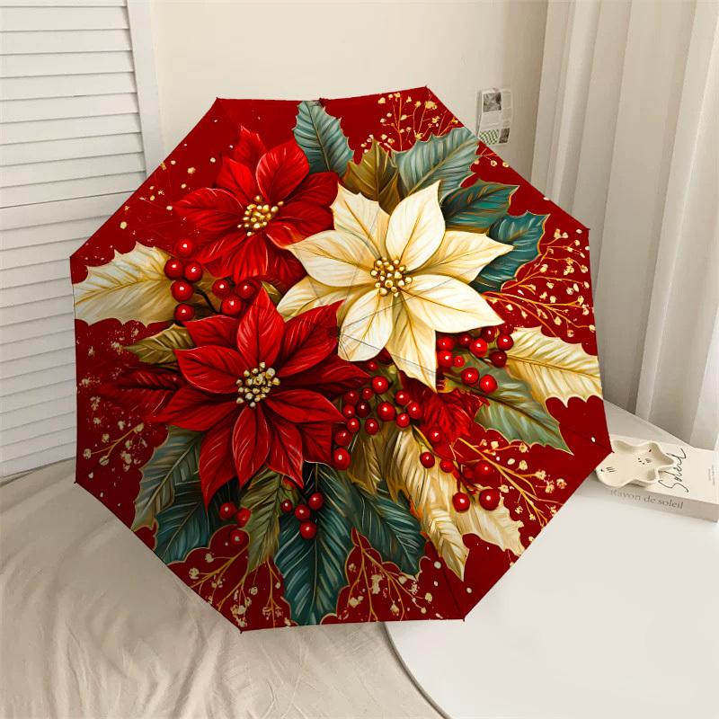 1PC Christmas, PoinsettiaAutomatic Open/Close Umbrella with Windproof, 8-Rib Sturdy Canopy, Durable Ribs, Fashionable Design, Outdoor Accessory, Fun P
1PC Christmas, PoinsettiaAutomatic Open/Close Umbrella with Windproof, 8-Rib Sturdy Canopy, Durable Ribs, Fashionable Design, Outdoor Accessory, Fun P