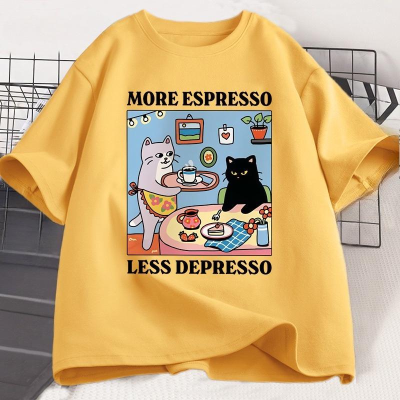 More Espresso Less Depresso Black Cat Tshirt Unisex Women Funny Coffee Cat T Shirt Casual Summer Cotton Short Sleeve Tshirt Tops 4XL
More Espresso Less Depresso Black Cat Tshirt Unisex Women Funny Coffee Cat T Shirt Casual Summer Cotton Short Sleeve Tshirt Tops 4XL
