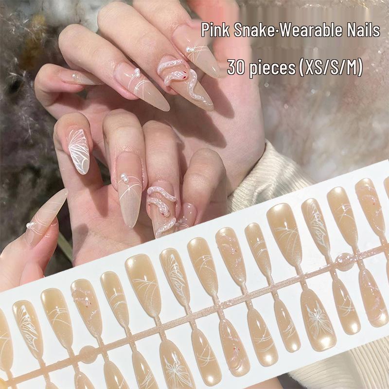 3D Pink Snake Butterfly Press-On Nails: Cool Nude Transparent Cat Eye Design for New Year
3D Pink Snake Butterfly Press-On Nails: Cool Nude Transparent Cat Eye Design for New Year
