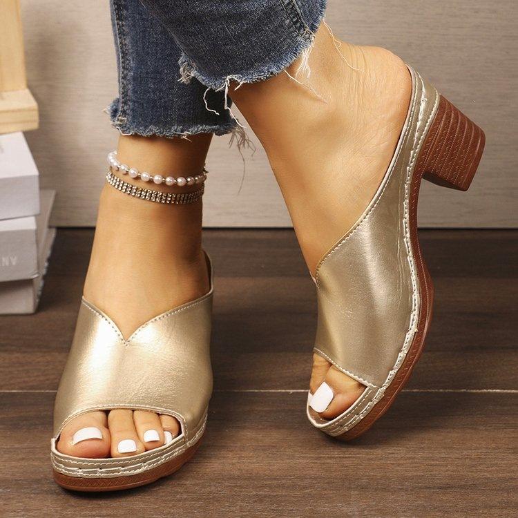 High-heeled Fish-mouth Women s Shoes, Thick-soled Slip-on Sandals with An Open Toe Design 43 золотий
High-heeled Fish-mouth Women s Shoes, Thick-soled Slip-on Sandals with An Open Toe Design 43 золотий