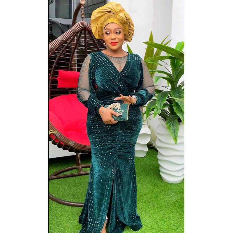 African Women s Plus-Size Dress with Heavy Rhinestone Embellishment, New European and American Style Sequin Christmas Party Evening Gown Green L
African Women s Plus-Size Dress with Heavy Rhinestone Embellishment, New European and American Style Sequin Christmas Party Evening Gown Green L