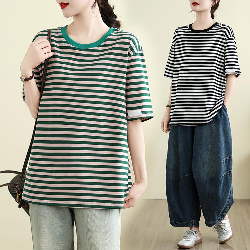 DIMANAF 2025 New Summer Women Loose Plus Size T-Shirt Short Sleeve Basic Casual Stripe Tops M синий
DIMANAF 2025 New Summer Women Loose Plus Size T-Shirt Short Sleeve Basic Casual Stripe Tops M синий
