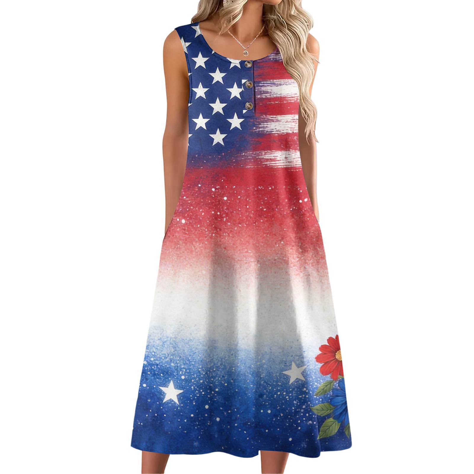 Sleeveless Butterfly Print A-Line 4th of july dress Independence day dress Button Front Casual Summer Midi Dress for Women L синий
Sleeveless Butterfly Print A-Line 4th of july dress Independence day dress Button Front Casual Summer Midi Dress for Women L синий