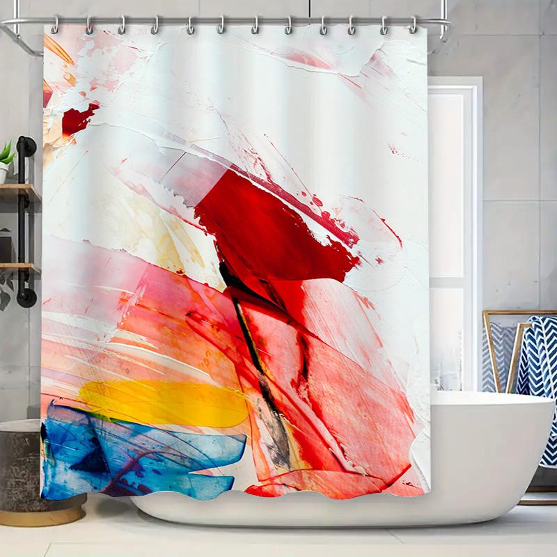 Brightly Colored Bathroom Shower Curtain, Modern Abstract Art Print Watercolor Design In Red, Yellow Blue Colors For Home Decor W60H190(CM)-1 Pcs
Brightly Colored Bathroom Shower Curtain, Modern Abstract Art Print Watercolor Design In Red, Yellow Blue Colors For Home Decor W60H190(CM)-1 Pcs