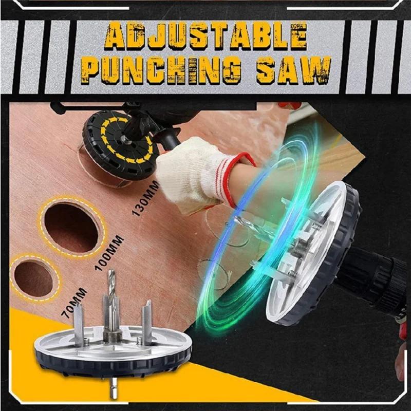 Adjustable Punching Saw Round Hole Opener Tools with Positioning Bit and 3 Tooth Blades
Adjustable Punching Saw Round Hole Opener Tools with Positioning Bit and 3 Tooth Blades