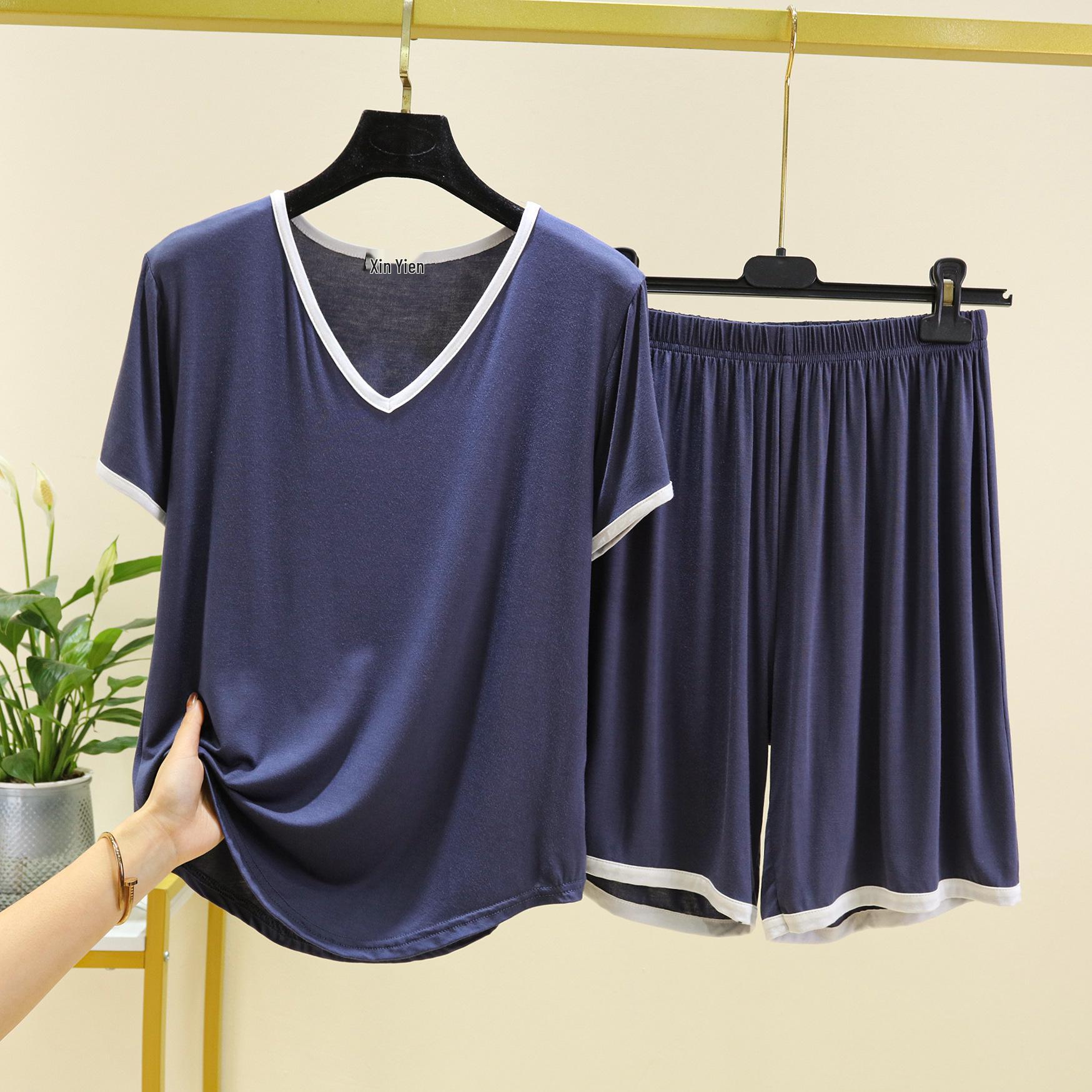 Женский свободный комплект с шортами и V-образным вырезом - Летний приталенный большого размера повседневный двухпредметный Large
Женский свободный комплект с шортами и V-образным вырезом - Летний приталенный большого размера повседневный двухпредметный Large