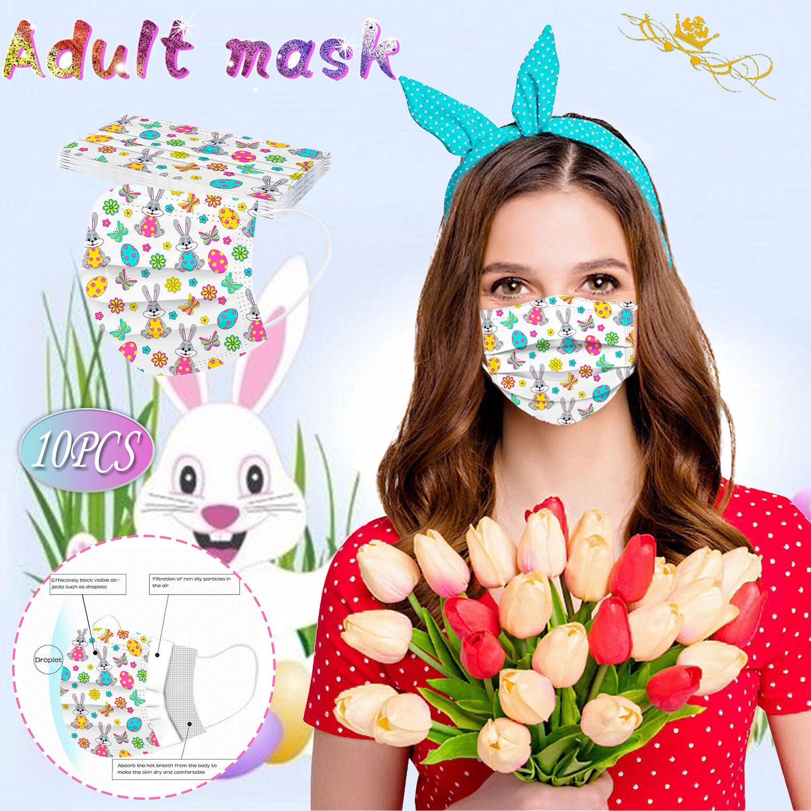 10 шт. Взрослая Пасхальная Маска Защитная Одноразовая Трехслойная с Принтом