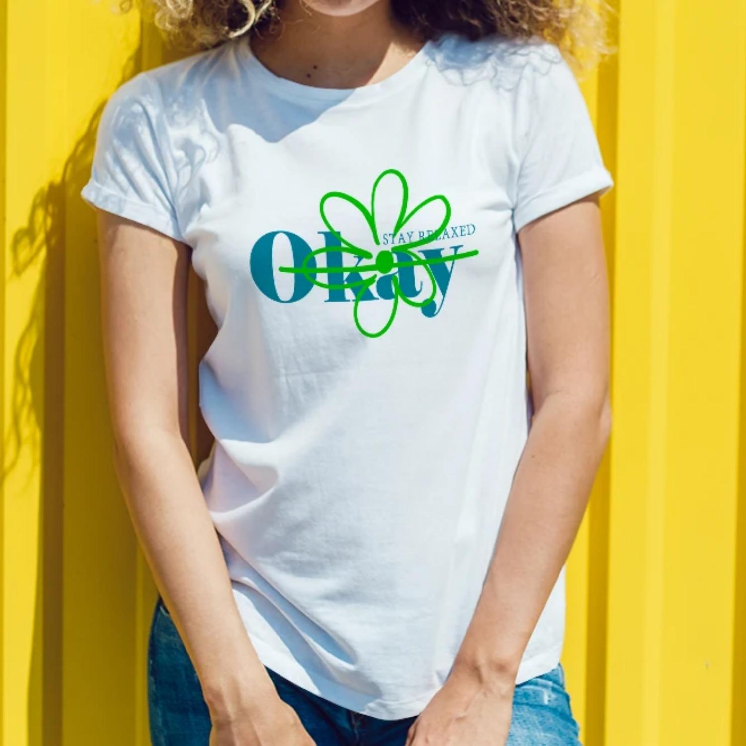 Womens Short Sleeve Cotton T Shirt Okay Stay Relaxed Daisy themed Print for Casual Spring Days Young Women with a Chill Style XXXXXL
Womens Short Sleeve Cotton T Shirt Okay Stay Relaxed Daisy themed Print for Casual Spring Days Young Women with a Chill Style XXXXXL