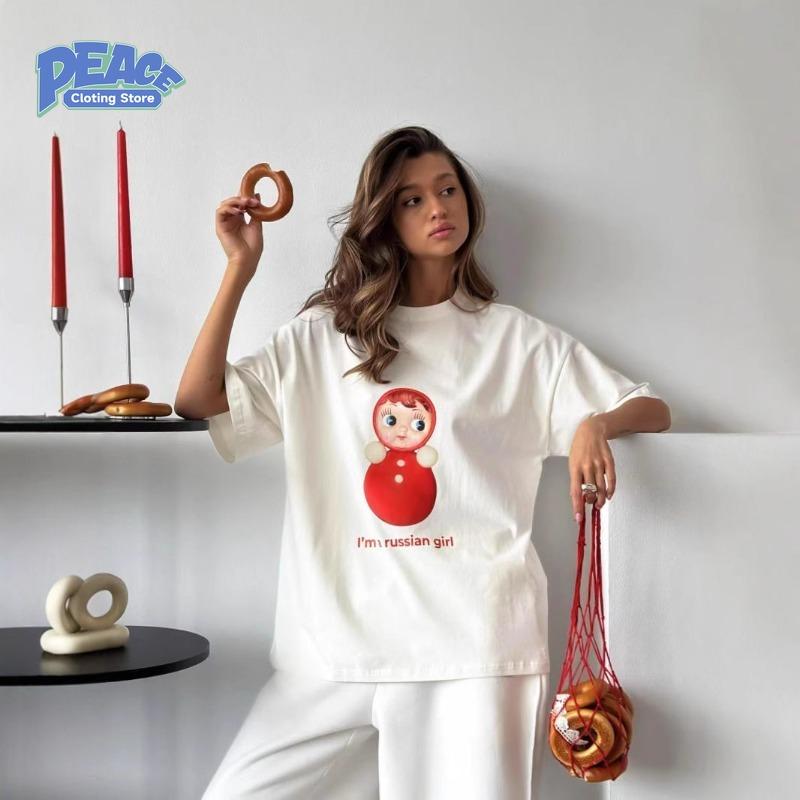 Ретро Футболка с принтом русской матрешки Женская одежда 100% чистый хлопок Футболка Летняя мода Повседневный удобный топ с коротким рукавом XXXL белый
Ретро Футболка с принтом русской матрешки Женская одежда 100% чистый хлопок Футболка Летняя мода Повседневный удобный топ с коротким рукавом XXXL белый