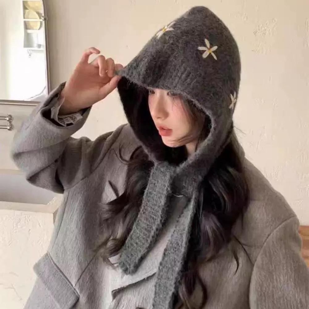 Шапка-бини Цветок Балаклава Милая Зимняя Шапка Креативная Вязаная Шапка Женская/Для Девочек