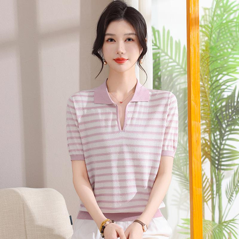 Stylish Striped Knitwear: Women s Short Sleeve Summer Top for Elegant Middle-Aged & Elderly Moms 3XL (135-145 jin) рожевий
Stylish Striped Knitwear: Women s Short Sleeve Summer Top for Elegant Middle-Aged & Elderly Moms 3XL (135-145 jin) рожевий