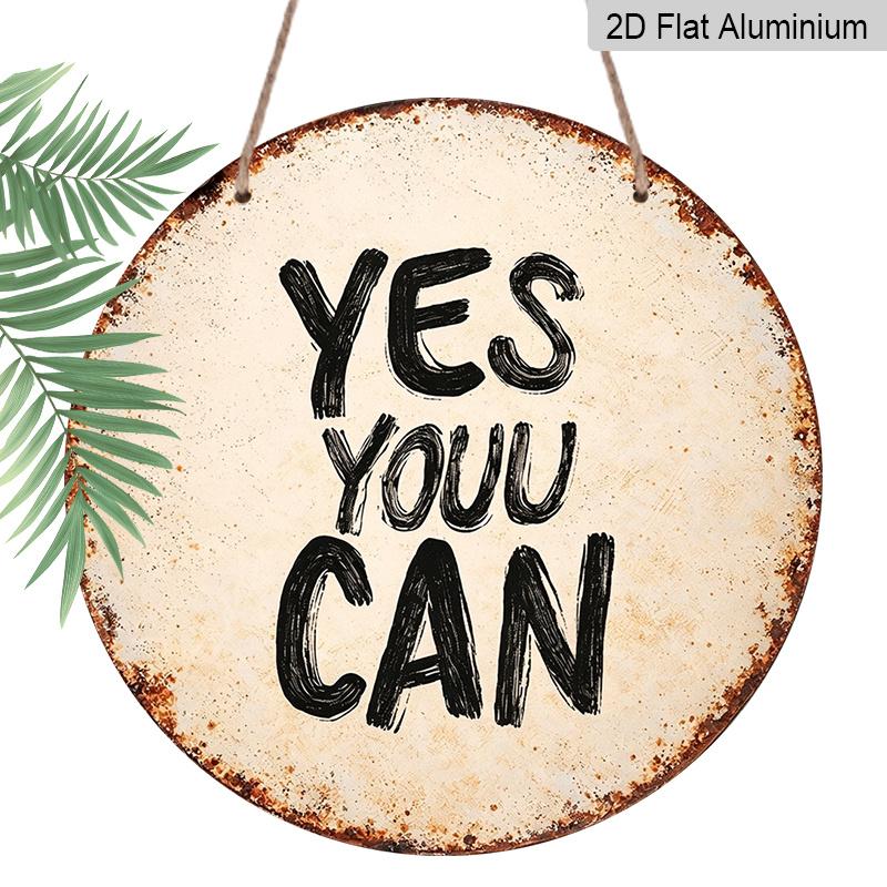 2D Flat, 1pc Round Aluminum Hanging Sign - Yes You Can Inspirational Quote Metal Wall Art, Vintage Off-White Distressed Style with Brushstroke 7.87x7.87in
2D Flat, 1pc Round Aluminum Hanging Sign - Yes You Can Inspirational Quote Metal Wall Art, Vintage Off-White Distressed Style with Brushstroke 7.87x7.87in