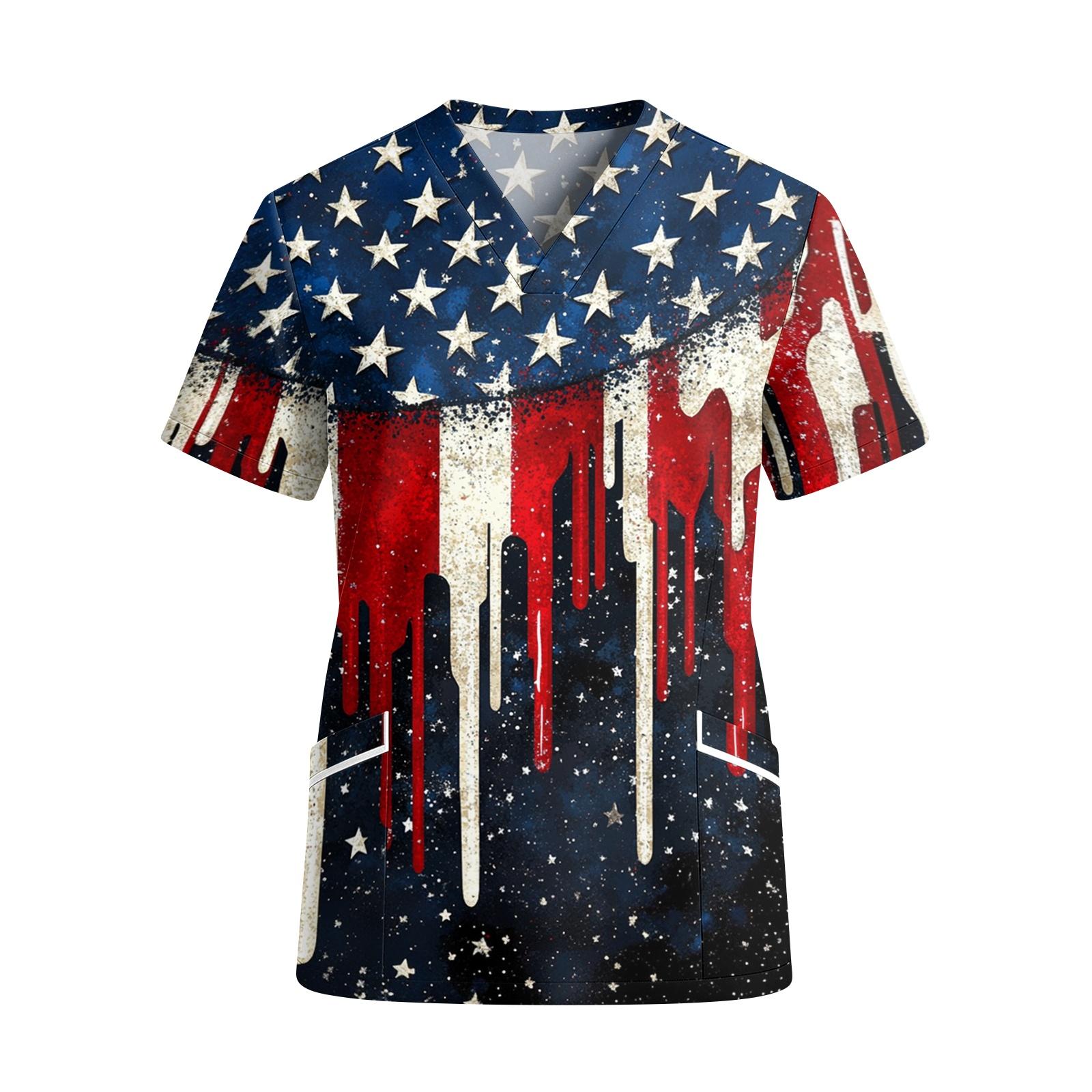 Women s V Neck Short Sleeve Work Top with Pockets Independence Day Print Medical Scrub Shirt for Healthcare Professionals XL
Women s V Neck Short Sleeve Work Top with Pockets Independence Day Print Medical Scrub Shirt for Healthcare Professionals XL