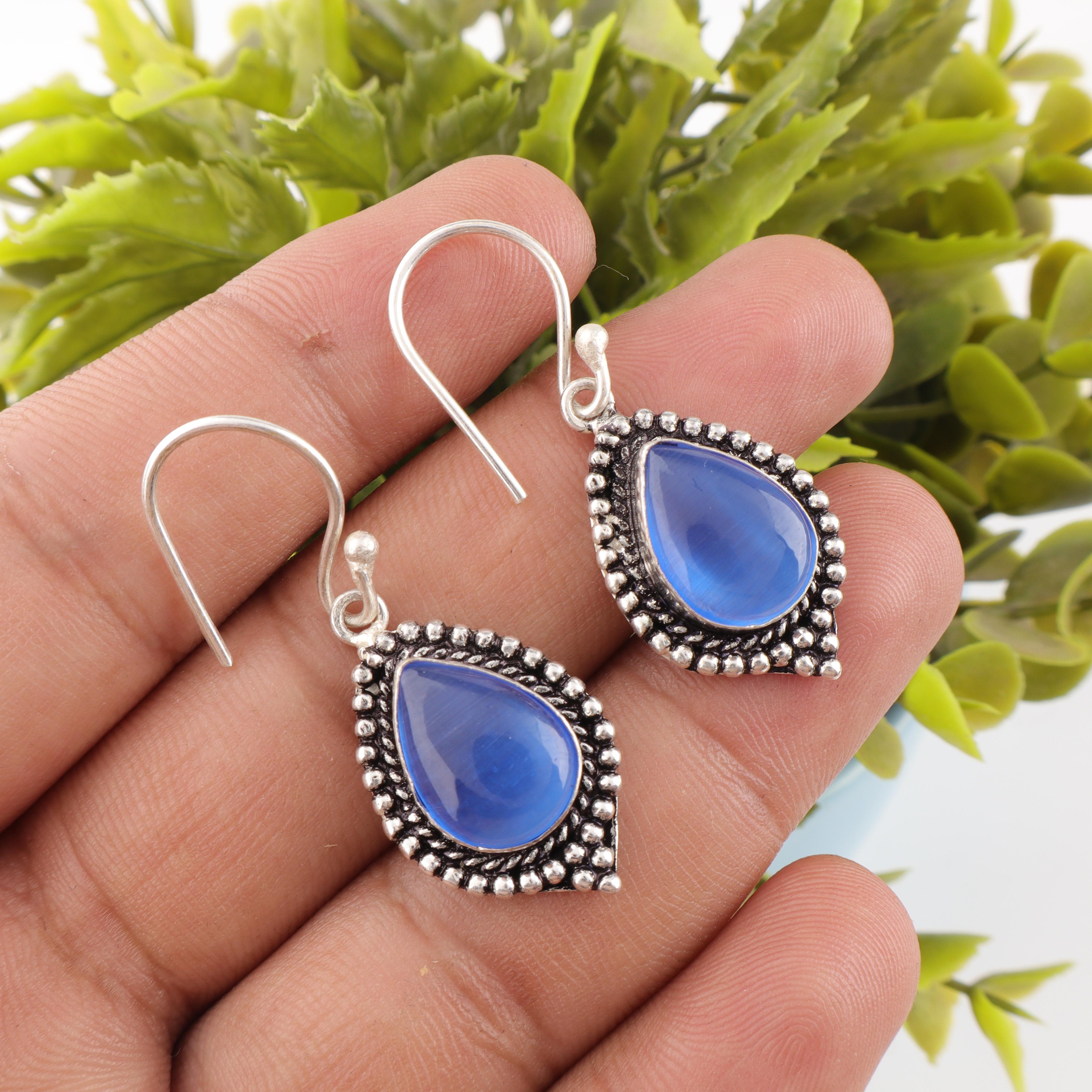 Dark Blue Cat s Eye 925 Solid Sterling Silver Earrings, Handmade Gemstone Earrings Jewelry, Gifts For Wife Brand New Earrings 1.6 Inches синій
Dark Blue Cat s Eye 925 Solid Sterling Silver Earrings, Handmade Gemstone Earrings Jewelry, Gifts For Wife Brand New Earrings 1.6 Inches синій