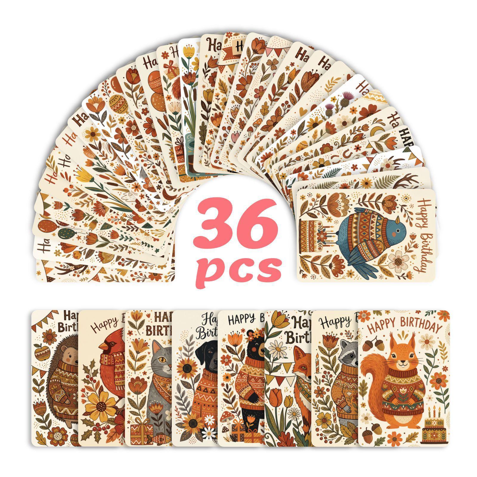 36 Happy Birthday Card Set Creative Folk Art Animal Cards Blessing Text Cards RXHB0043
36 Happy Birthday Card Set Creative Folk Art Animal Cards Blessing Text Cards RXHB0043
