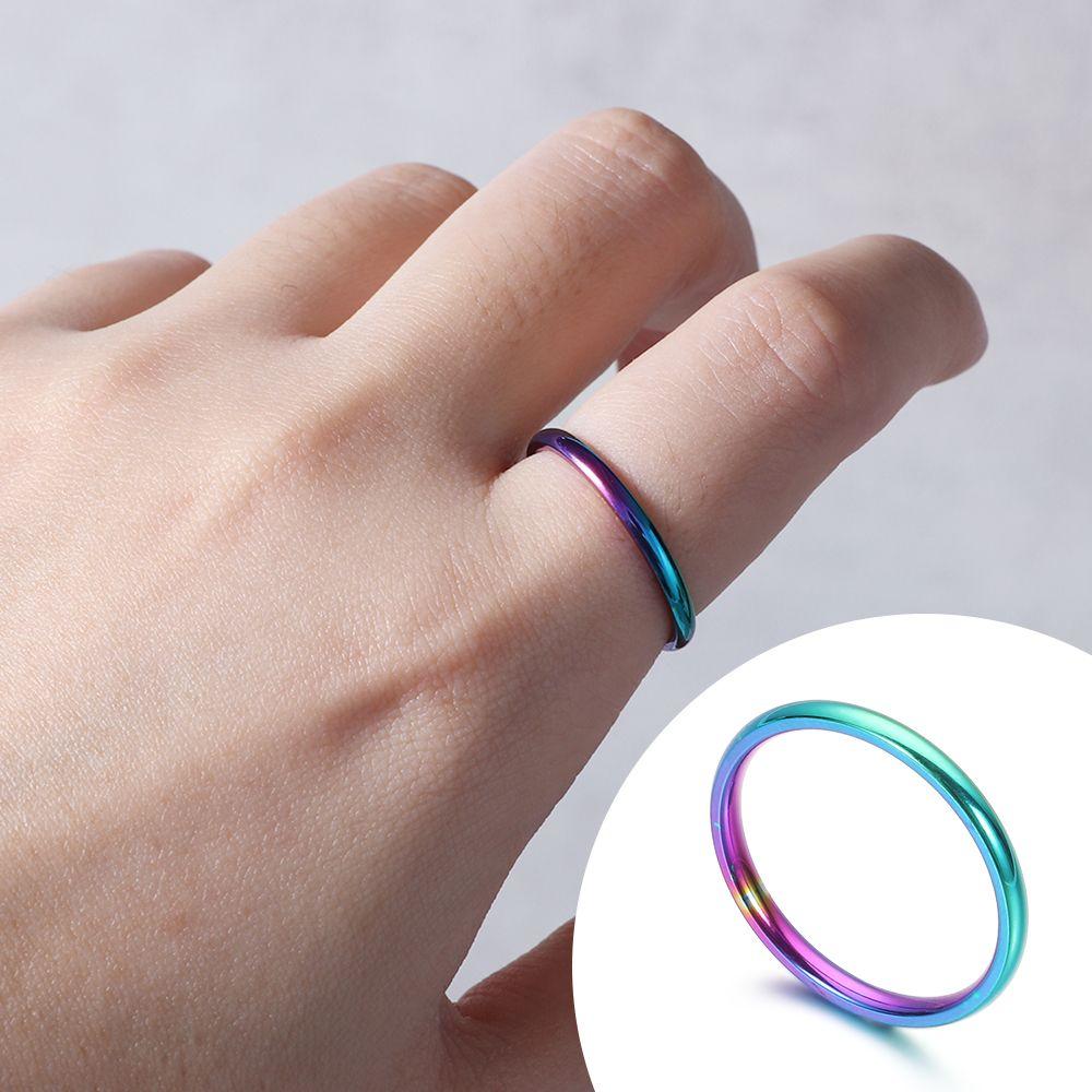 Подарки Ювелирные изделия Мода Простота Глянцевый Семь цветов Классическое кольцо