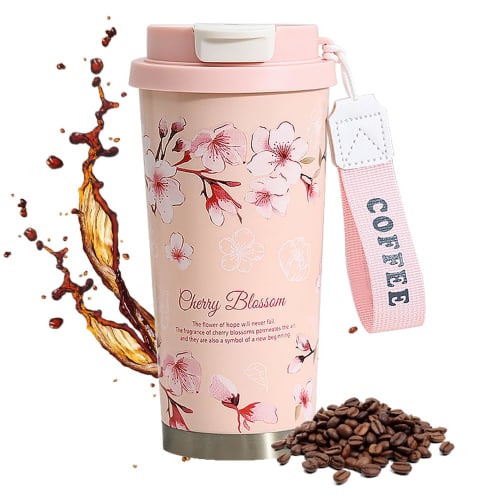 Cute floral-patterned thermos tumbler, vacuum insulated, stainless steel construction, leak-proof, and can be used with a straw or directly from the b
Cute floral-patterned thermos tumbler, vacuum insulated, stainless steel construction, leak-proof, and can be used with a straw or directly from the b