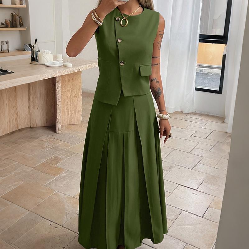 ZANZEA Women Sleeveless Vest Tops and Long Skirts Elegant Two Piece Suit Sets 2XL армія зелений колір
ZANZEA Women Sleeveless Vest Tops and Long Skirts Elegant Two Piece Suit Sets 2XL армія зелений колір