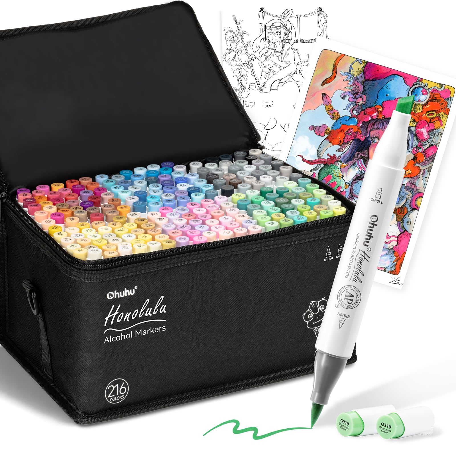 Олівці-маркери Ohuhu 216 кольорів Професійні пастельні та ілюстраційні пензлі та широкі Включає 1 блендер Серія Honolulu Пензлі, (217 Ручок), Маркери,
Олівці-маркери Ohuhu 216 кольорів Професійні пастельні та ілюстраційні пензлі та широкі Включає 1 блендер Серія Honolulu Пензлі, (217 Ручок), Маркери,