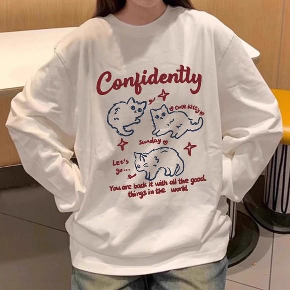 Women s Korean Style White Cat Cotton Long-Sleeve T-Shirt - Slim Fit, Loose, Niche Design Top for Early Autumn White Cat Confidently
Women s Korean Style White Cat Cotton Long-Sleeve T-Shirt - Slim Fit, Loose, Niche Design Top for Early Autumn White Cat Confidently