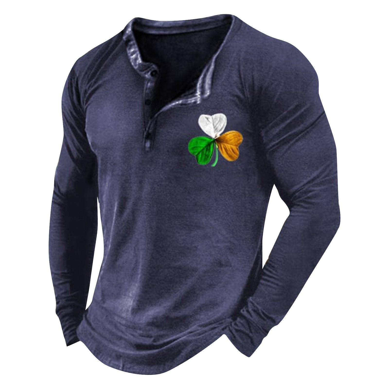 Мужская уличная винтажная модная спортивная футболка с v-образным вырезом и длинным рукавом XL тёмно-синий