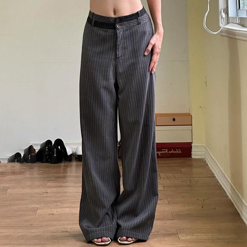 C815Pt European and American Style Color-Block Waistband Loose Striped Straight-Leg Pants for Women Versatile Casual Woven Pants Gray C815Pt S
C815Pt European and American Style Color-Block Waistband Loose Striped Straight-Leg Pants for Women Versatile Casual Woven Pants Gray C815Pt S