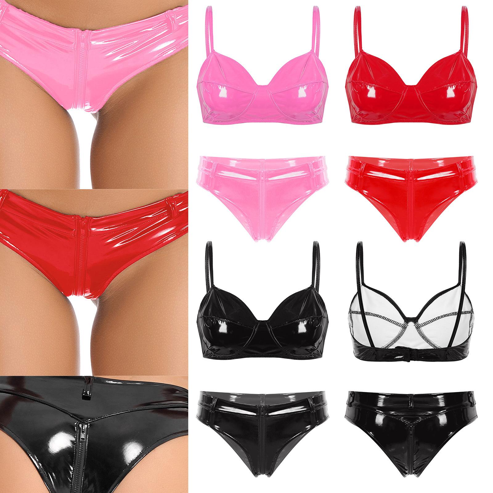 Women Patent Leather Lingerie Set Wet Look Bra Top Wire Free No Padding Zipper Crotch Low Rise Briefs 4XL рожевий
Women Patent Leather Lingerie Set Wet Look Bra Top Wire Free No Padding Zipper Crotch Low Rise Briefs 4XL рожевий