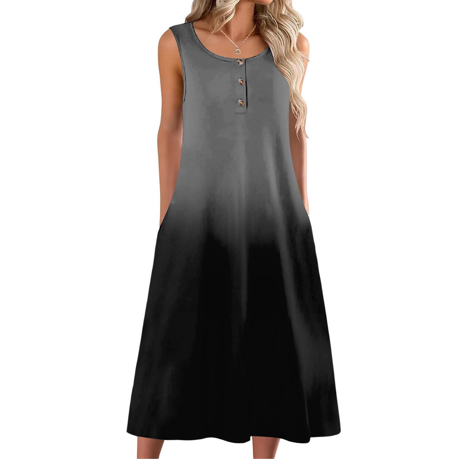 Women s fashion with pocket casual sleeveless button gradient dress XL чорний
Women s fashion with pocket casual sleeveless button gradient dress XL чорний