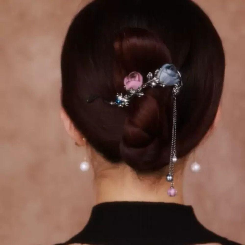 Rhinestone Rose Flower Hair Clip Black Twist Hair Clip Simple Wedding чёрный 
Rhinestone Rose Flower Hair Clip Black Twist Hair Clip Simple Wedding чёрный